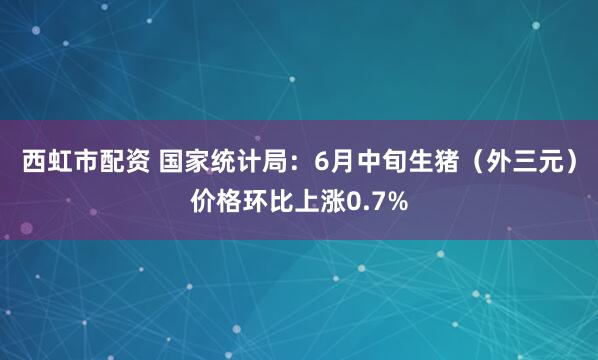 西虹市配资 国家统计局：6月中旬生猪（外三元）价格环比上涨0.7%